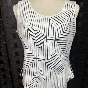 Obstinee Geometric Black and White Women's Top